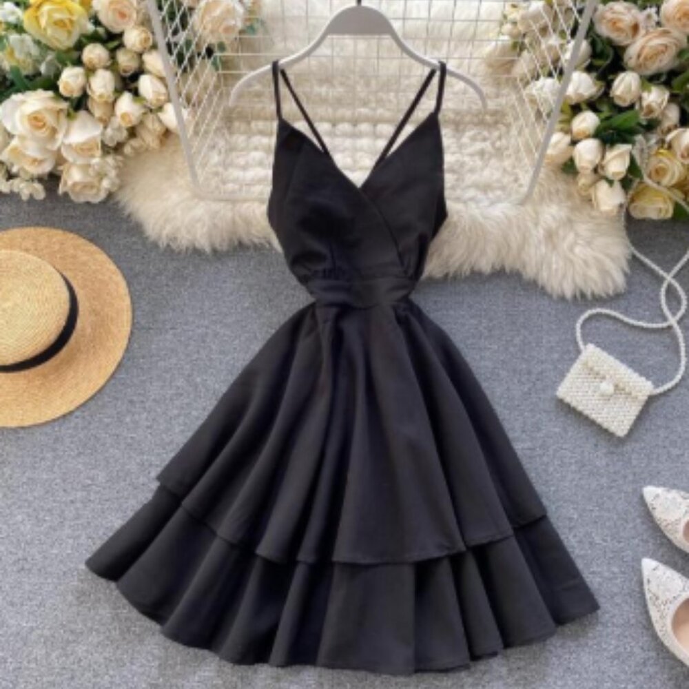 Souk + Sepia Black Tiered Flair Dress